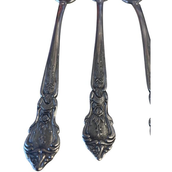 Set Of 5 Rose & Leaf National Stainless Japan ICE TEA Teaspoons - Picture 2 of 6